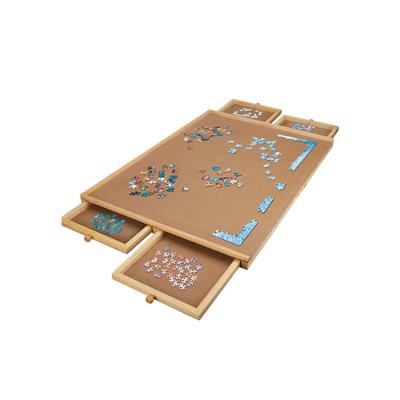 China Educational Wooden Jigsaw Puzzle Board Wooden Jigsaw Board Table Smooth Outdoor Sorting Table 4 Drawers Kids Adults Working Toy WOODNB for sale