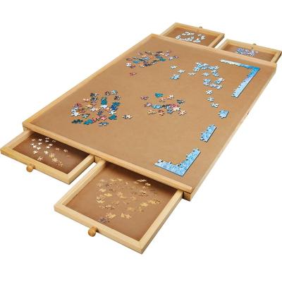 China Educational Wooden Portable Toy WOODNB Puzzle Board Puzzle Table Furniture with Four Drawers for Jigsaw Sorting for Teens and Adults for sale