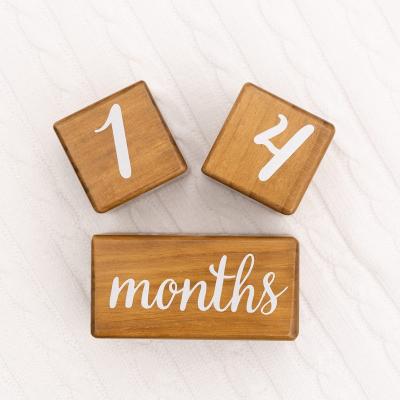 China Europe WOODNB Natural Beech Baby Monthly Milestone Age Blocks Baby Photograph Props Baby Milestone Blocks for sale