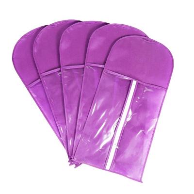 China Wholesale Custom Zipper Dust Bag Logo Purple Hair Wig Storage Bag With Hanger for sale