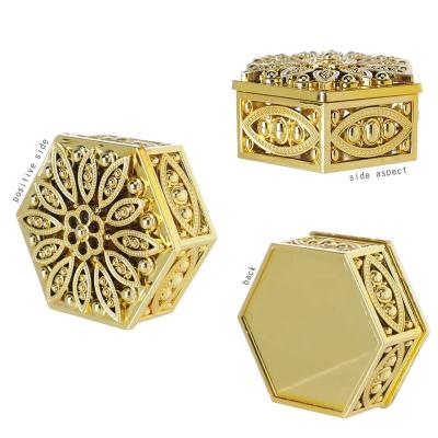 China Durable Food Safe Plastic Hexagon Gold Money Treasure Chest Containers For Wedding Party Favors for sale