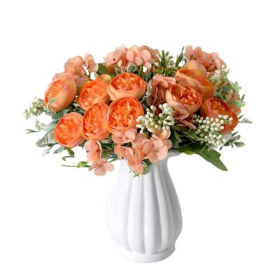 China The Nordic home wedding decoration bouquet artificial flowers Europe Amazon peony bouquet rose bride flower artificial flower for sale