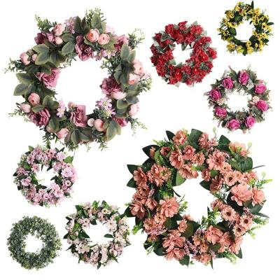 China Europe Faux Flower Supplier Emulation Silk Artificial Peony Flowers Silk Red Pink Yellow Green White Door Garlands For All Seasons for sale