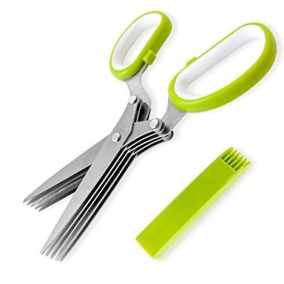 China Eco-Friendly 5 Blades Scissors Multifunctional Herb Scissors Vegetable Chives Cutter Stainless Steel Kitchen Scissors for sale