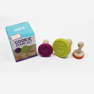 China Disposable High Quality Colorful Silicone 3pcs Cookie Stamp Set for sale