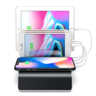 China Smart 4 Mobile Phone YM-UD09 Mobile Phone Charger USB Dock Storage Holder Left Wireless Charging Multifunctional Charging Station for sale