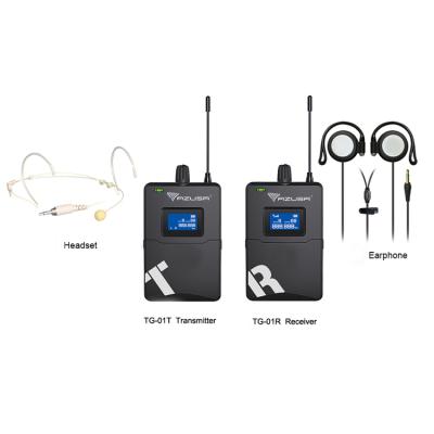 China Wireless Lavalier Microphone UHF Tour Guide System 100m Operate Range With MIC Transmitter+Receiver for sale