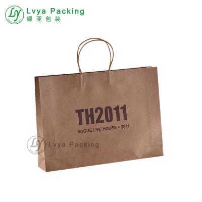 China Recyclable Twisted Handle Printing Turkey Craft Brown Paper Carry Tote Bag For Shopping for sale