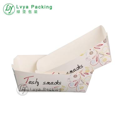 China Recyclable Square Paper Food Serving Tray Custom Small Size Ship Shaped Box for sale