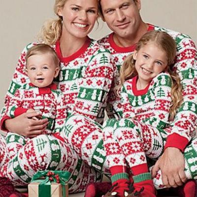 China Family Breathable Wholesale Matching Outfits Adult Baby Kids Long Sleeve Sleepwear Christmas Tree Pajamas Sets for sale