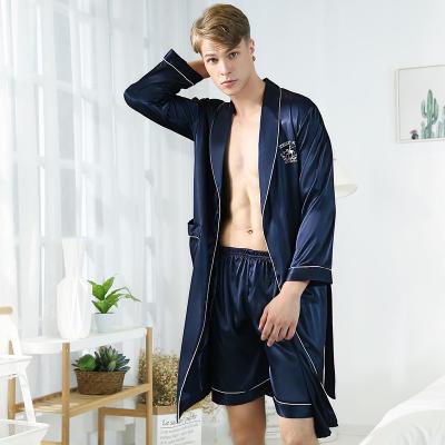 China 2021 Spring And Summer Mens Nightgown Breathable Home Suit 2 Pieces Long Thinly Section Boy's Sleepwear for sale