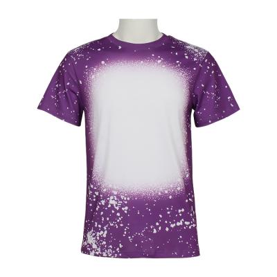 China Breathable Custom Faux Bleached Polyester Sublimation Print T-shirt Polyester T-shirts for sale