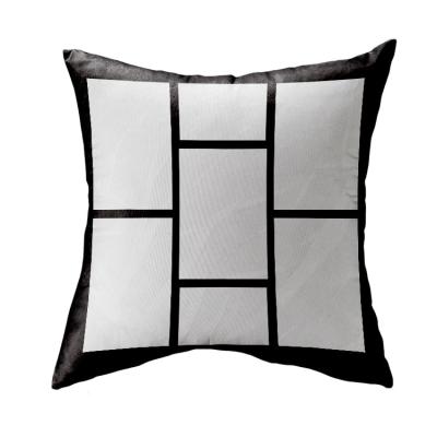 China Inflatable Black And White White 6 Dye Sublimation Soft Cushion Cover 7 8 Panel Plush Pillow Cases for sale