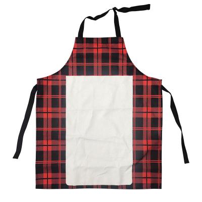 China Plain White Aprons Buffalo Plaid Sublimation Custom Printing Canvas Apron for sale