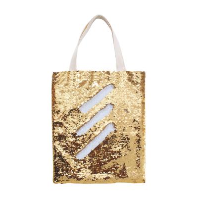 China Popular Custom Blank Sequin Handled Sublimation Tote Shopping Bags for sale