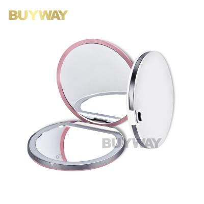 China USB Lighted Charging Portable 1X 3X Double Side Magnification Make Up Mirror With LED for sale