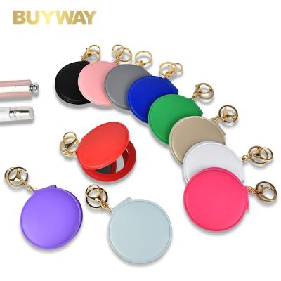 China Magnifying Leather Key Chain Mirror Portable Folding PVC Pocket Custom Logo Keychain Mirror for sale