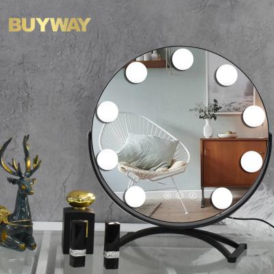 China Cheap personalized custom lighted metal makeup mirror with led lights for sale