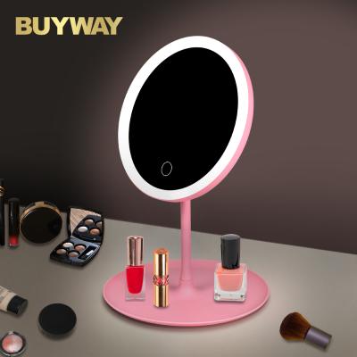 China Beauty Salon Lighted Make Up Big Touch Smart Adjustable Shine Table Plastic Led Makeup Mirror for sale