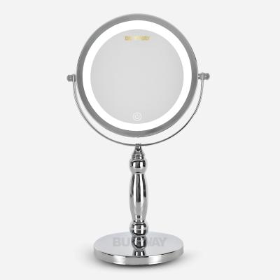 China 3 Modes Magnification 5X Color LED Touch Control Home Vanity Lighted Makeup Mirror Double Sided Dimmable Cosmetic Mirror for sale