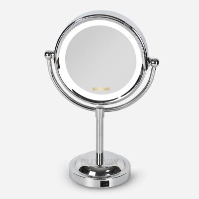 China Wholesale Iron Makeup Mirror Factory Price Lighted Desktop Mirror for sale