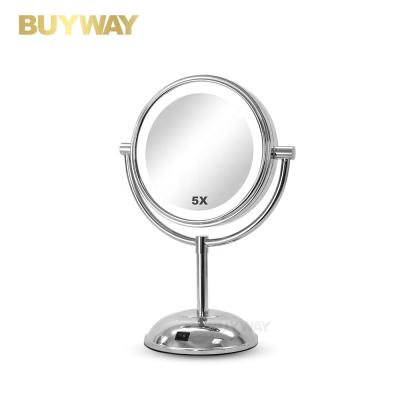 China Wholesale Custom Hot Sales Lighted Makeup Desk Mirror With Led Lights Chromed for sale