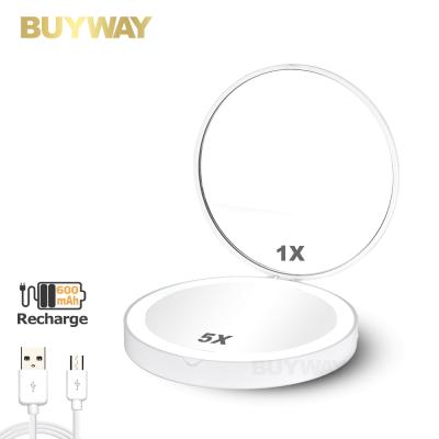 China Pocket Makeup Mirror USB Rechargable X5 Lighted Portable Led Cosmetic Led Mirror for sale