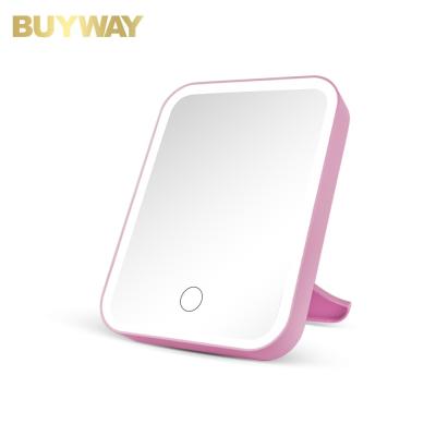 China Wholesale Foldable USB Rechargeable Table Lighted Cosmetic Mirror Customized Portable Led Makeup Mirror for sale