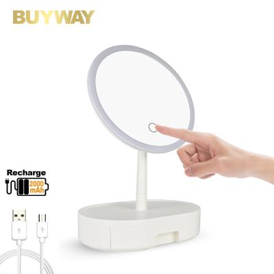 China Contemporary Professional Custom Refillable Sensor Touch Makeup Desk Storage Led Mirror for sale