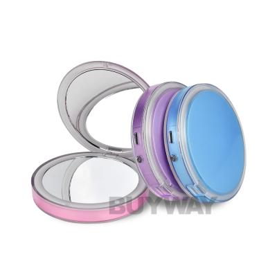 China LED Lighted Lighted Travel Makeup Mirror Portable 1X / 5X Magnification Compact Mirror With 11 Led Light for sale