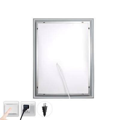 China Popular simple waterproof luxury led lighted makeup square bathroom magnifying mirror for sale