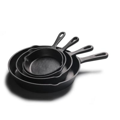 China Sustainable Home Outdoor Kitchen No Cast Iron Liner Skillet Frying Cooking Pan 14cm 16cm 20cm 25cm for sale