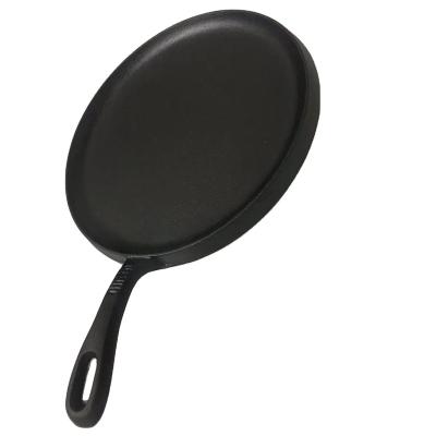 China Viable Factory Whole Cast Iron Frying Pan Non Stick Round Pizza Pan With Long Handle for sale