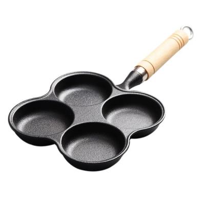 China CLASSIC 4 Holes Frying Pan Cookware Skillet Cast Iron Round Pancakes Fried Egg Skillet for sale