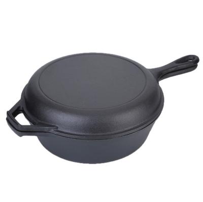 China General Use For Factory Preseasoned Cast Iron Dutch Oven With Handle Cast Iron Dutch Oven Double Long Use Wholesale Cast Iron Induction Cooker Long for sale