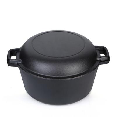 China General Use For Gas Factory Sale Oval Cast Iron 2-in-1 Multi Cooker Combination Gas And Induction Cooker Double Dutch Oven With Stove Lid For Camping for sale