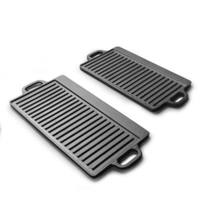 China Sustainable Cast Iron Grilling Reversible Pan BBQ Pan With Double Burner Grill Nonstick Coating Griddle for sale