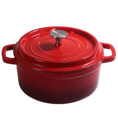 China Sustainable Cast Iron Cookware Kitchen Beware Round Enamel Cassers Cooking Pot With Lid for sale