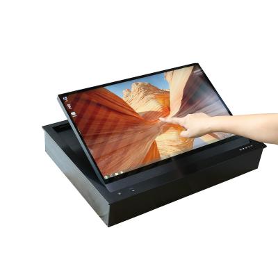 China Low Desk Hidden LCD Display Conference System Smart Electric Folding LCD Screen Flipper for sale