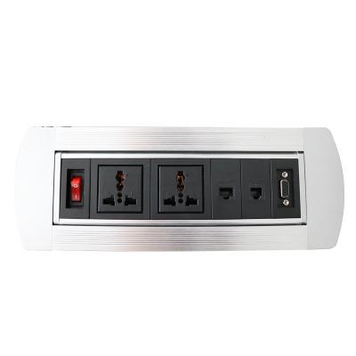 China JG100-S Commercial Multi Function Flip Manual Desktop Electrical Switch Multi Sockets Power Socket For Meeting Room for sale