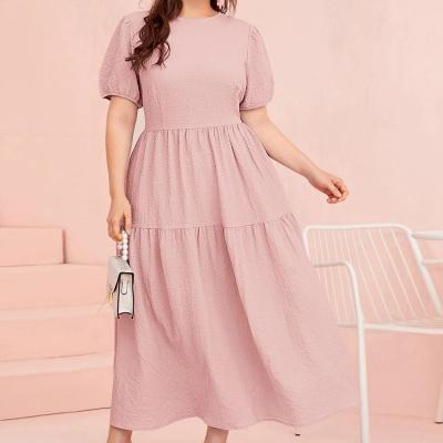 China Summer Breathable Zipper Up Plain Solid Edge Solid Blast Sleeve Flare Maxi Dress Plus for sale