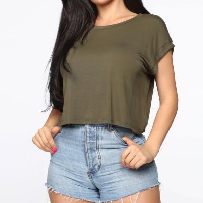 China Breathable Round Neck Shorts Sheath Soft Cotton Women Clothes Fake Neck Summer Crop Tops For Women for sale