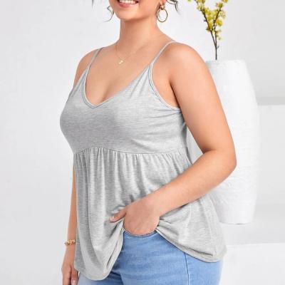 China Breathable Sleeveless Knit Cotton Soft Summer Plus Size Solid Babydoll Cami Top for sale