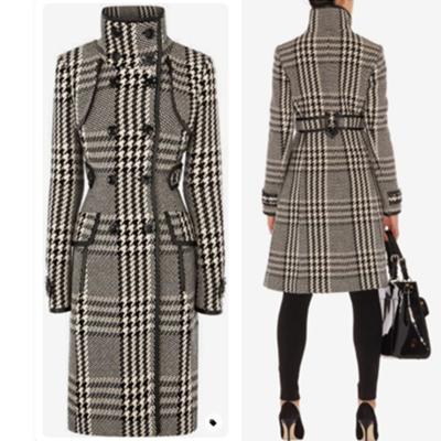 China Custom Waterproof Women's Ditch Coat Winter Turtle Neck Thicken Plaid Designer Jacket Women Long Hooded Winter Ditch Coats Women for sale