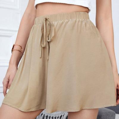 China Front Wide Leg Shorts Girls Knotted Solid Breathable Spandex Wide Leg Bow Shorts Shorts Woman for sale