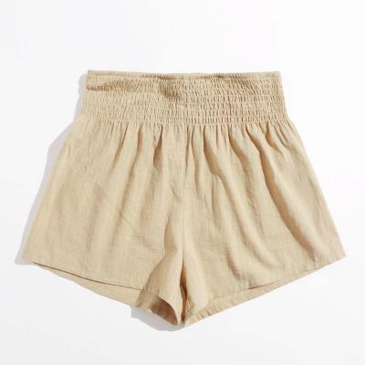 China Breathable Elastic High Waist Summer Shorts Cotton Girl Shorts Custom Made Canvas For Women for sale