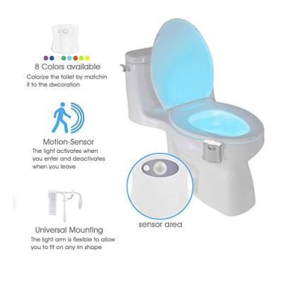 China 16 Colors Motion Sensor Toilet Bowl Light LED Toilet Night Light Waterproof Battery Operated Modern Random Change for sale