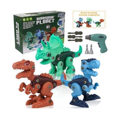 China ABS Amazon Hot Sale Assembly Dinosaur Play Set ,DIY Take Apart Dinosaur Toy for Kids,Kids Learning Animal Toys with Electric Drill for sale