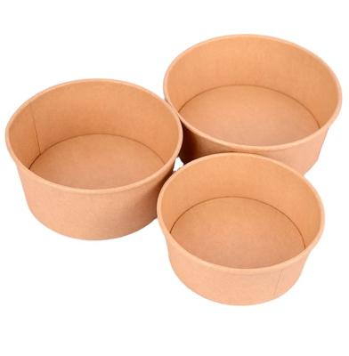 China 100% Biodegradable Wood Pulp Round Brown Eco-friendly Take Away Salad Wrapping Paper Quick Bowl for sale