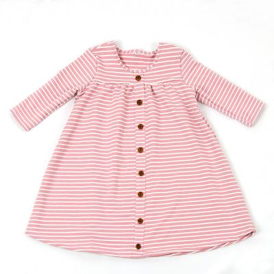 China Breathable Kids Long Sleeve Top Designer Tops For Girl Pink And White Striped Cute Girl Organic Cotton Top for sale